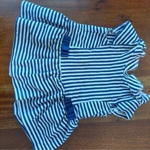 Striped Navy and White Baby Dress with Ribbon Detail